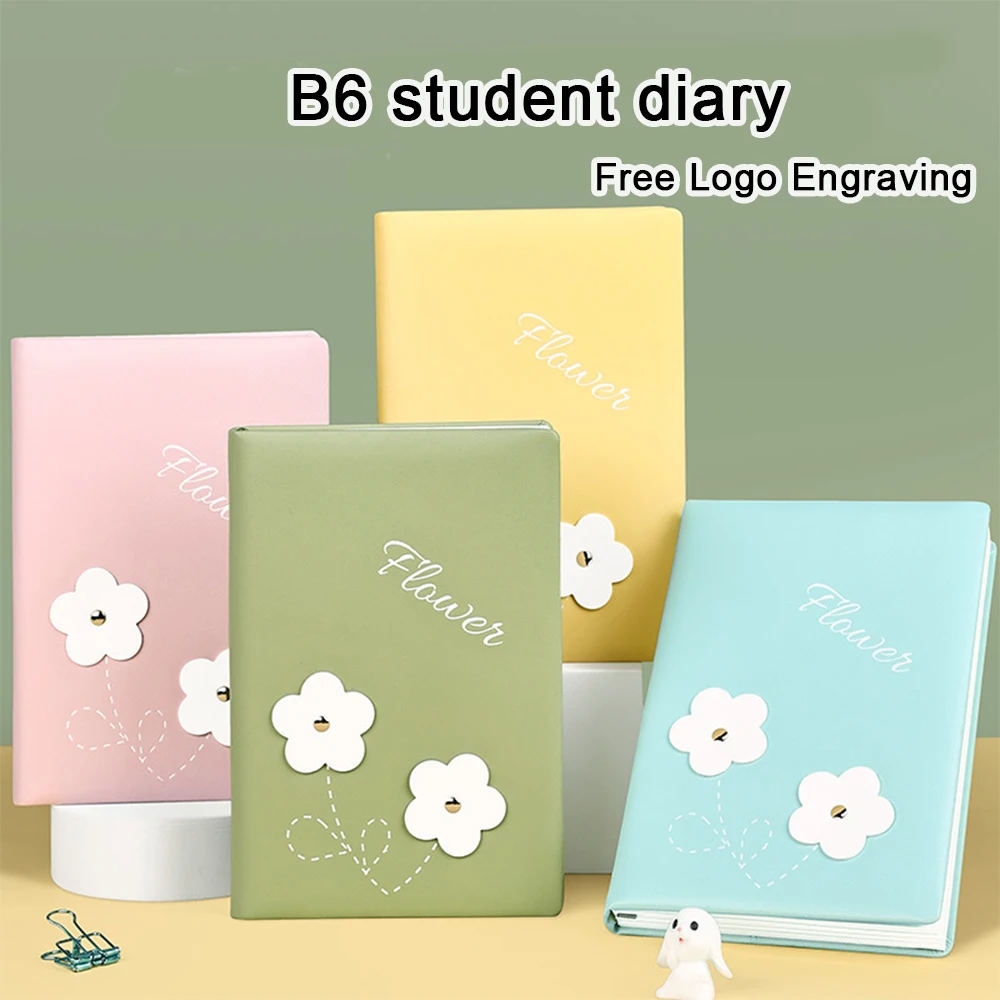 

(Free Logo Engraving) B6 Girls Student Diary, Handbook, Blank Notebook, Notepad, Drawing Book, Business Meeting Minutes