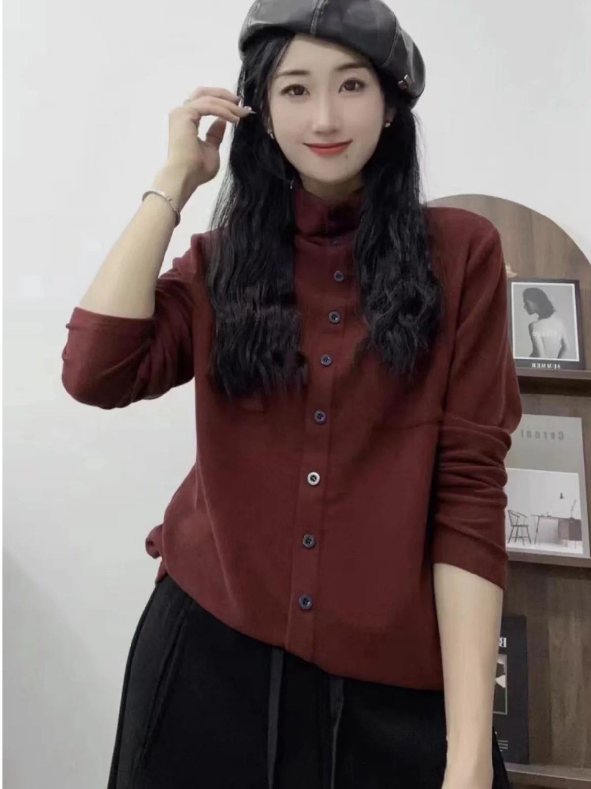 Single-Breasted Dralon Turtleneck Long sleeves Shirt Women 2024 Autumn and Winter Long Sleeve Warm Inner wear Bottoming Shirt...