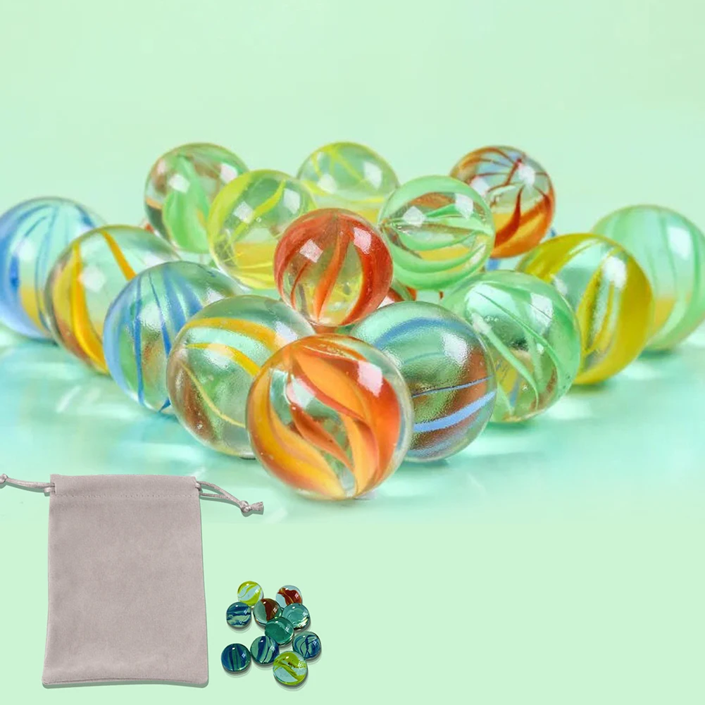 

10/20pcs 16mm Children Toy Colored Glass Marbles Balls Set Parent-Child Small Marbles Pinball Machine Childhood Game