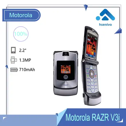 Motorola RAZR V3i Восстановленный bisehd-Оригинальный разблокированный телефон стандарта GSM Flip 710 мАч, один год гарантии, бесплатная доставка
