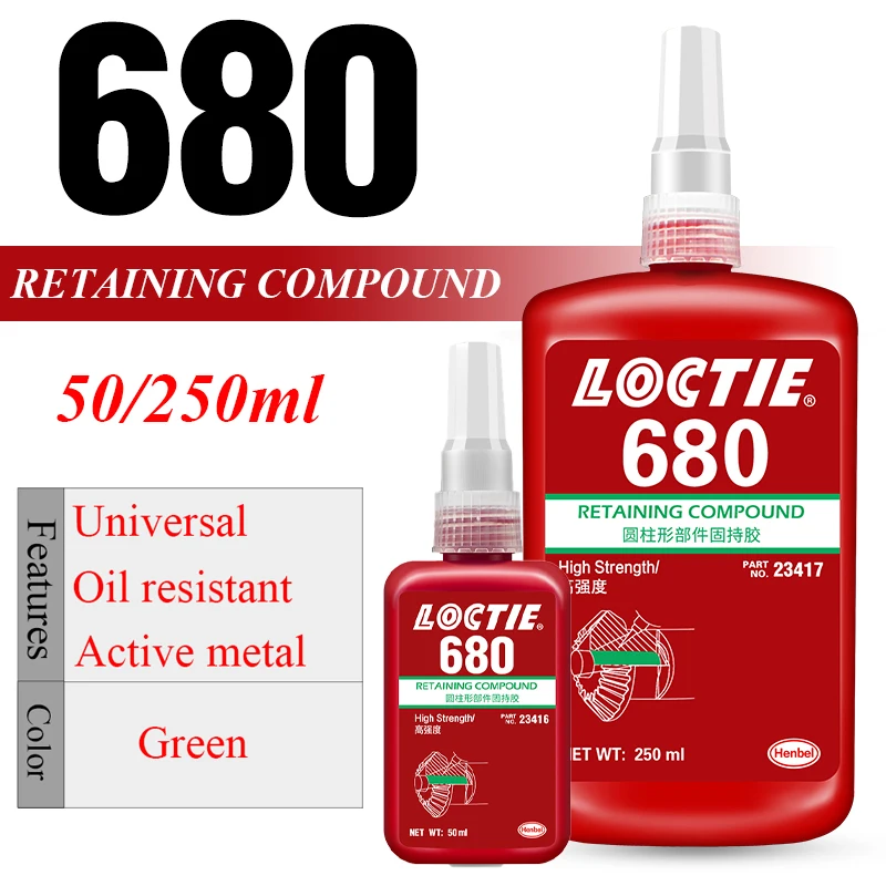 

50ml 250ml RETAINING COMPOUND Loctite 680 Anaerobic Flexible Sealant Glue Bearing Sealing Adhesive Repair Gear