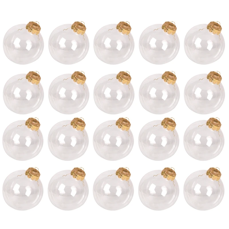 

20Pcs Balls Plastic Clear DIY Hanging Ball Decor for Home Xmas Tree