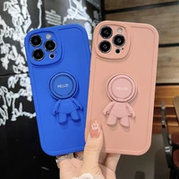 creative soft silicone astronaut bracket phone case for iphone 13 12 11 pro max x xr xs max 7 8plus ring holder back cover