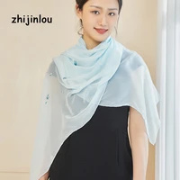 women fashion silk scarf custom embroidery design long silk fabric scarves wholesale
