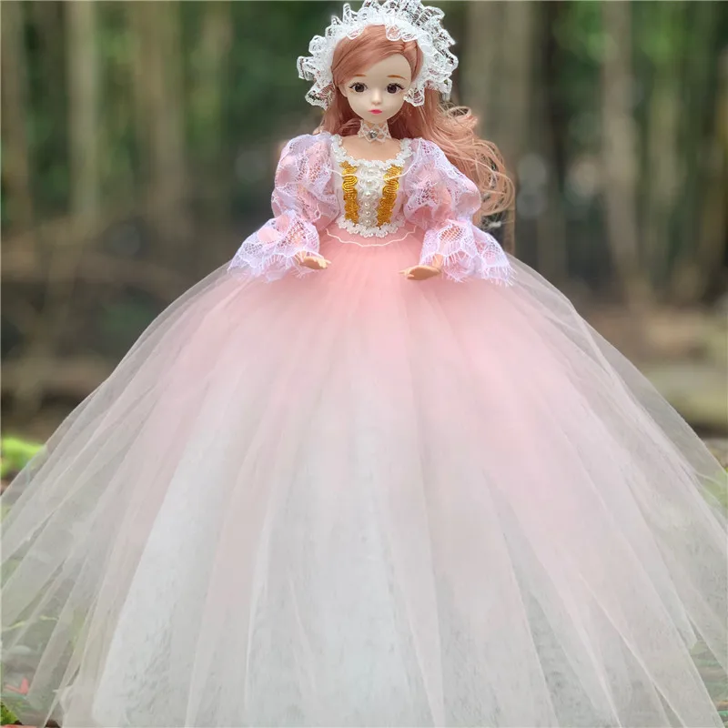 

45cm Wedding Dress BJD Doll 13 Joints Movable 3D Eyes Fashion Makeup Doll Clothes Set Ornament Decoration Toy Girl Gift