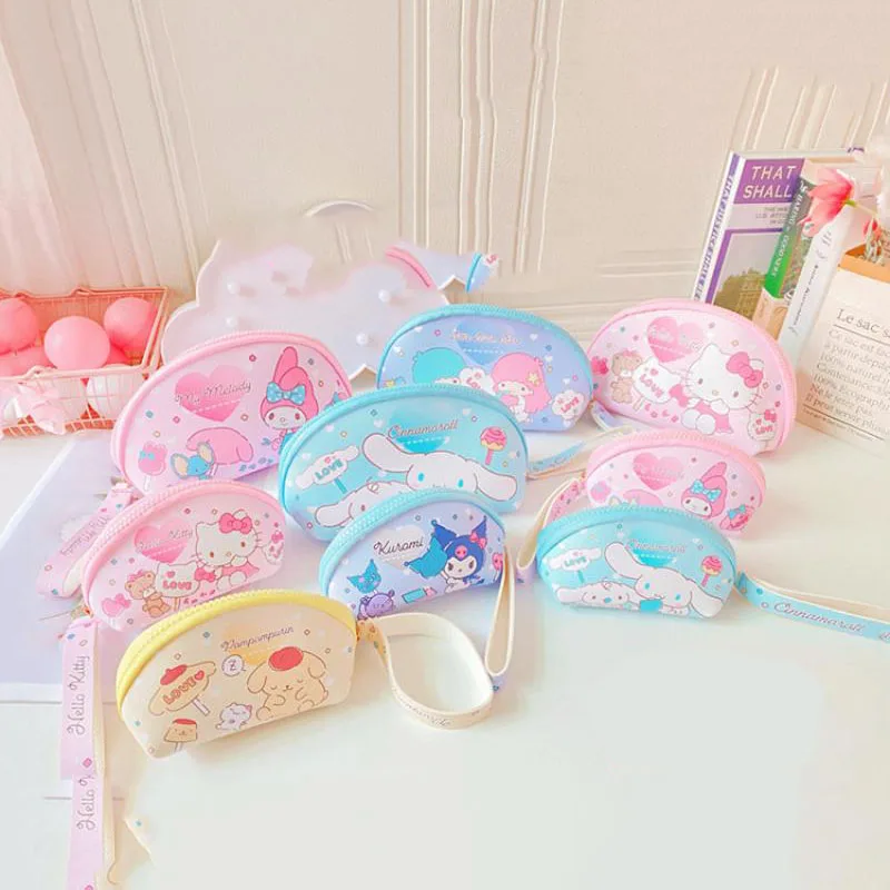 

Kawaii Sanrioed аниме My Melody Kittys Kuromi Cinnamoroll Purin Dog маленькая двойная звезда Кошелек для монет косметичка для хранения подарок для девушки