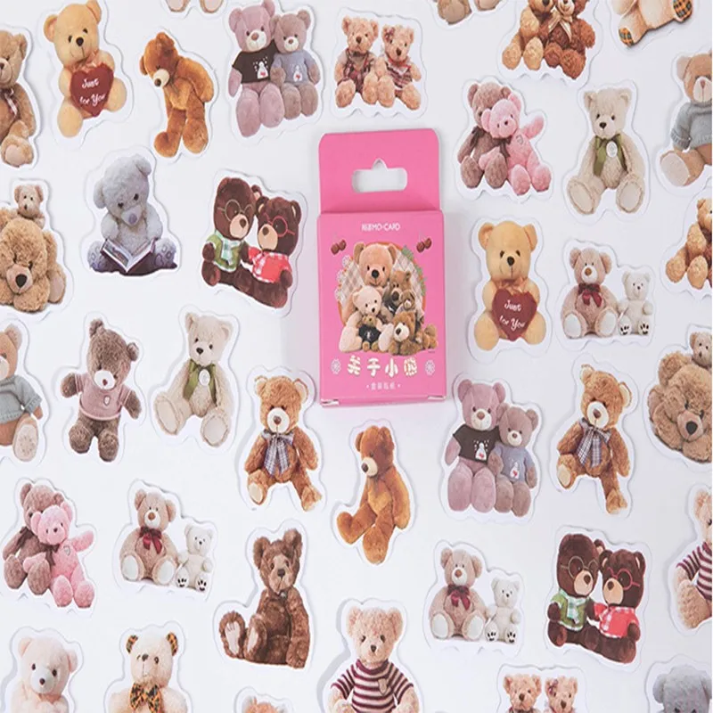 

40pack wholesale Boxed Bear Stickers hand account album decoration Kawaii sticker notebook diary Scrapbooking 45mm Free shipping