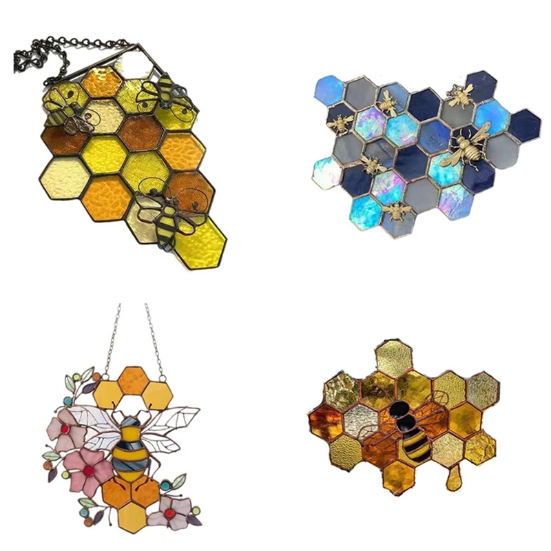 

Colorful Wasp Bee Pendant Handmade Mosaic Honeycomb Honey Bee Hanging Art Crafts Garden Decorations Mothers Day Gift