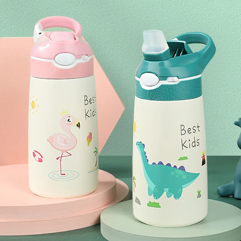 

400ml Kids Stainless Steel Thermos Mug with Straw BPA Free LeakProof Vacuum Flask Water Bottle for Children Thermo Cup Kids Gift