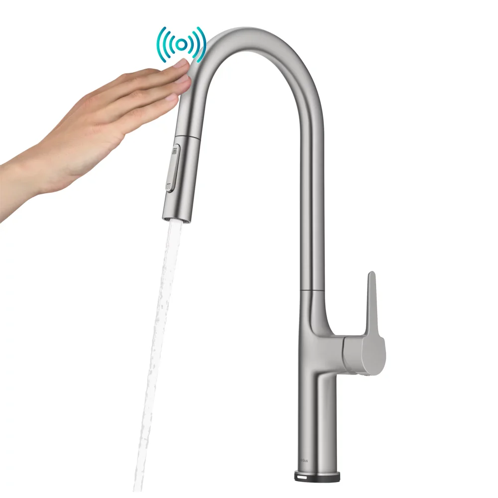 

Kraus OlettoTall Modern Single-HandleTouch Kitchen Sink Faucet with Pull Down Sprayer in Spot Free Stainless Steel