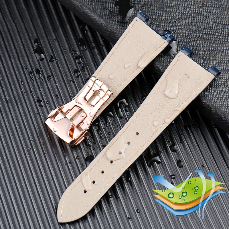 Genuine Leather Watchband For Omega Constellation 131.33 Series Strap 131.13 Blue Notch 25x13mm 25x14mm Business Watch Bracelet