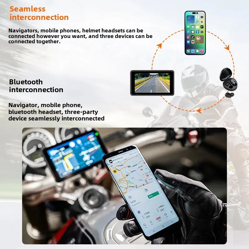 7-дюймовый мотоциклетный навигационный видеорегистратор беспроводная камера