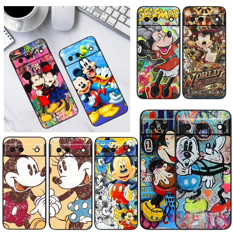 

Mickey mouse art For Google Pixel 6 Pro 6A 5A 5 4 4A XL 5G Black Phone Case Shockproof Shell Soft Fundas Coque Capa