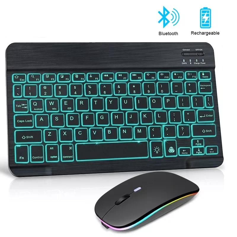 

Mini Bluetooth Keyboard and Mouse ipad Wireless Backlit Keyboard for Tablet Rechargeable Spanish keyboard for cell phone laptop