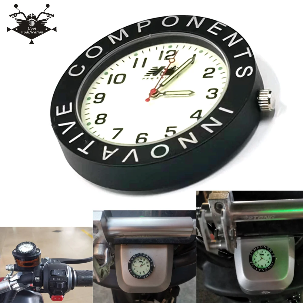 

For car motorcycle bike Motorcycle Accessories Waterproof Luminous Alloy Quartz Electronic Clock Watch 3M