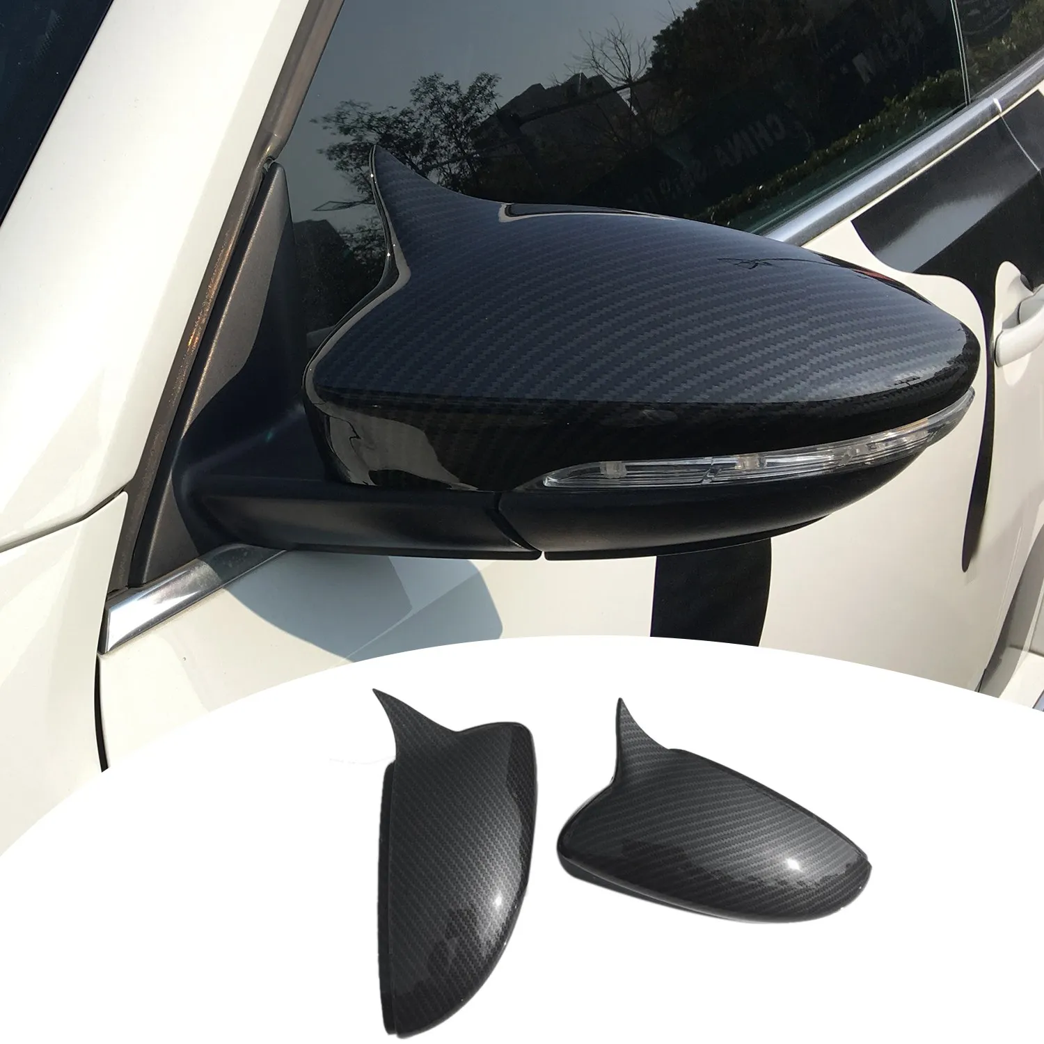 

For Scirocco PASSAT Beetle 2009-2018 Carbon Fiber Door Side Wing Rearview Mirror Ox Horn Cover Cap Car Accessories