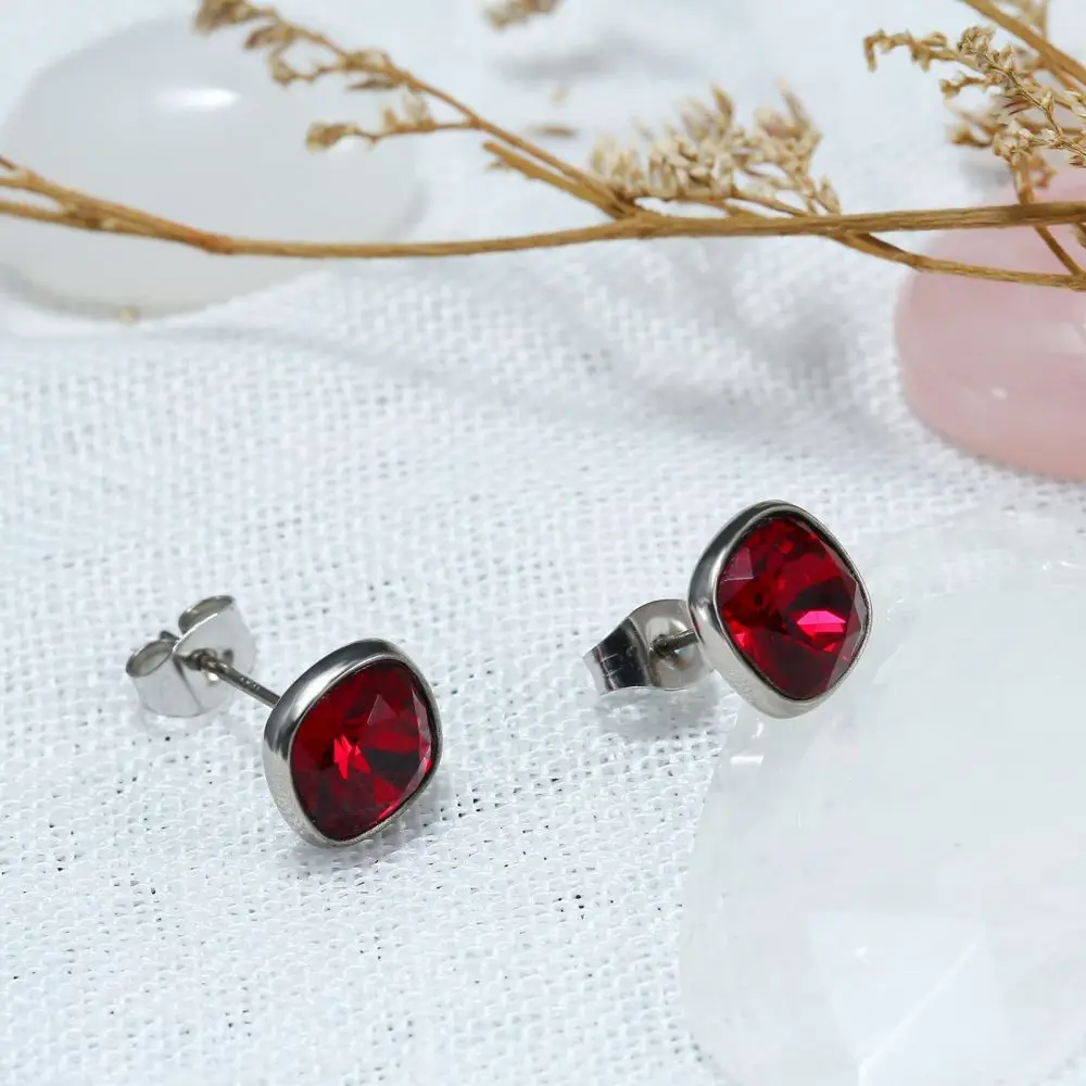 Серьги-гвоздики TGNEL из чистого титана с фианитом для чувствительных ушей 10 мм