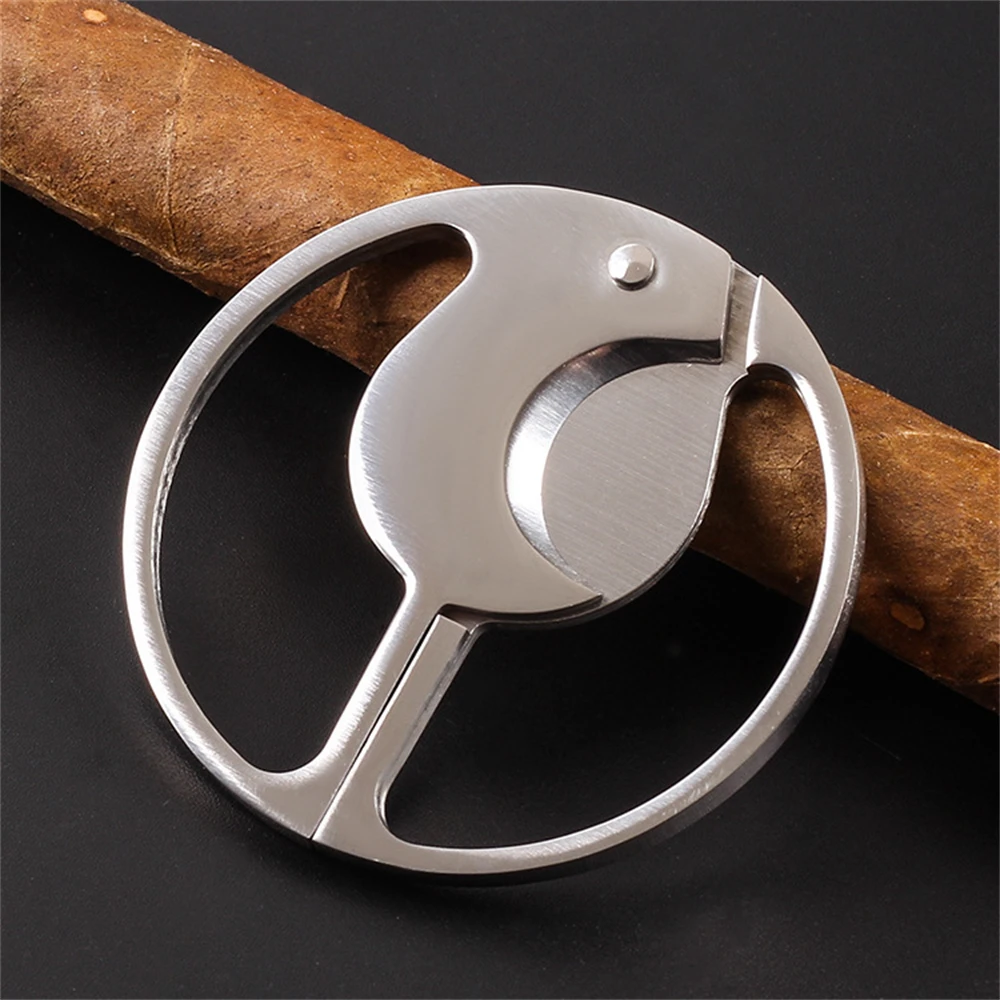

Round Shape Cigar Scissors Stainless Steel Cigar Cutter Double Blades Guillotine for Cigar Sharp Blade for Cuban Charuto