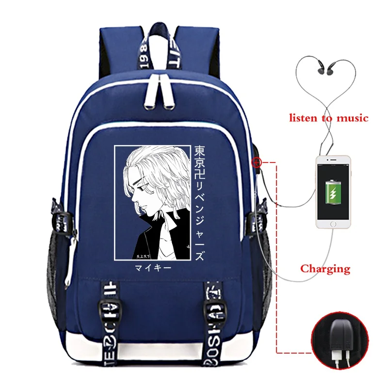 Hot japan Anime Tokyo Revengers Manjiro Sano Backpack Men Fashion USB Teens Students Casual School bags