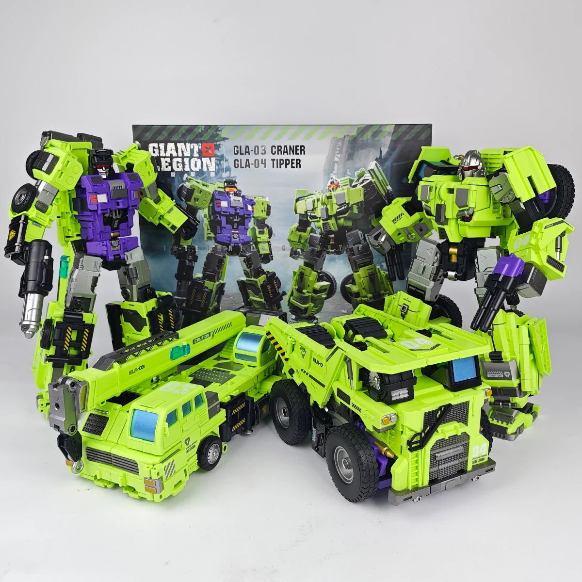 Фото [В наличии в Марме/Апр] Mecha Invasion GLA-03 GLA-04 Giant Legion Heavy Builder Haul Hook Devastator Transformation Фигурка №1
