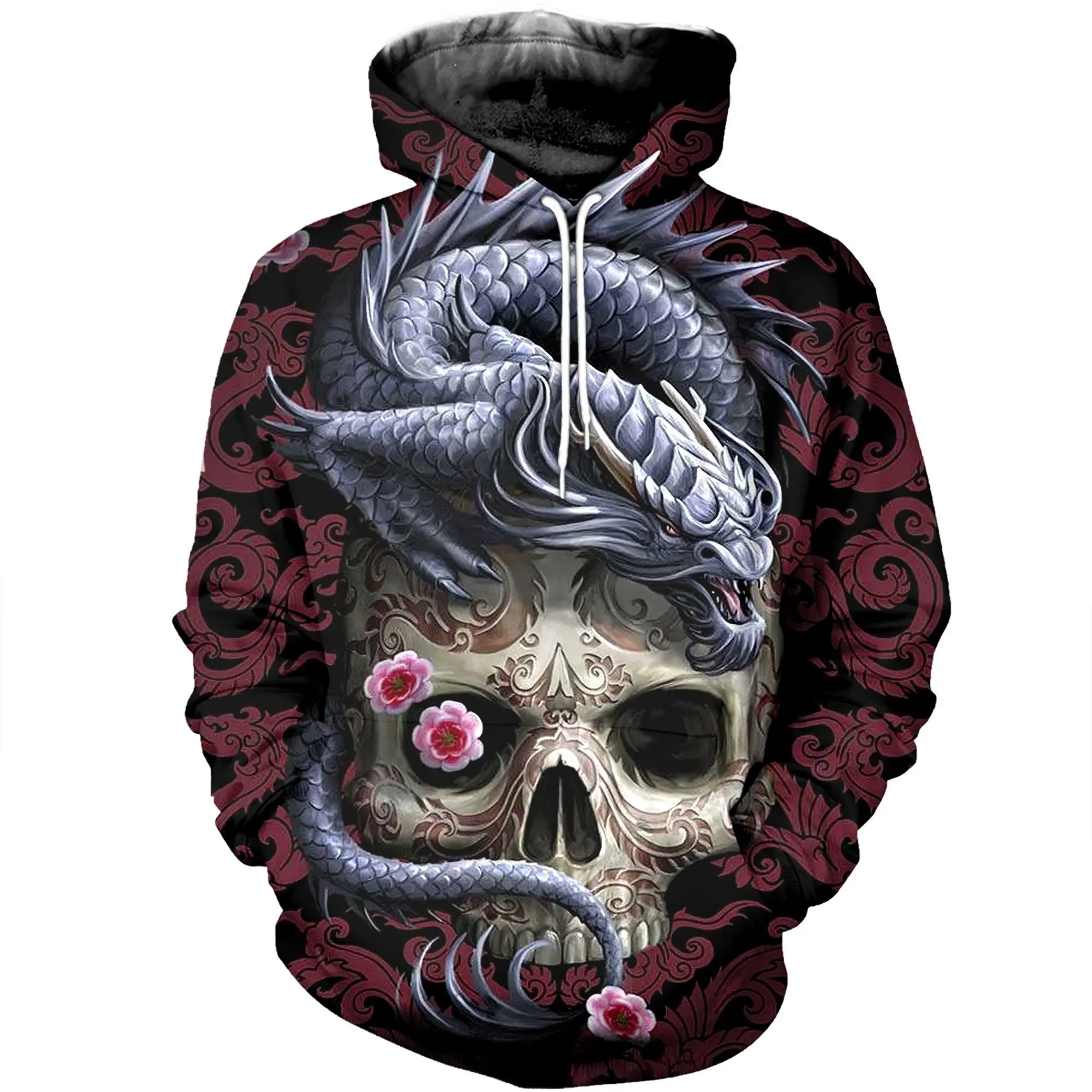 

Beautiful skull tattoo 3D full body print unisex luxury hoodie men sweatshirt zipper pullover casual jacket sportswear-123