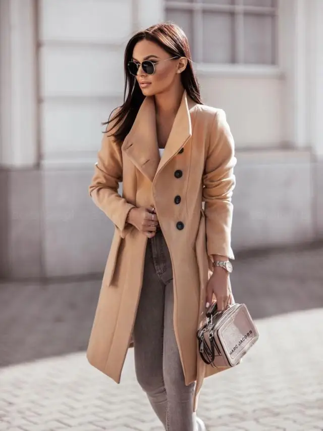

Autumn Winter Fashion New Coats With Belt Ladies Warm Long Sleeve Thick Warm Overcoat 2021 Women Long Jacket Coats Cardigan