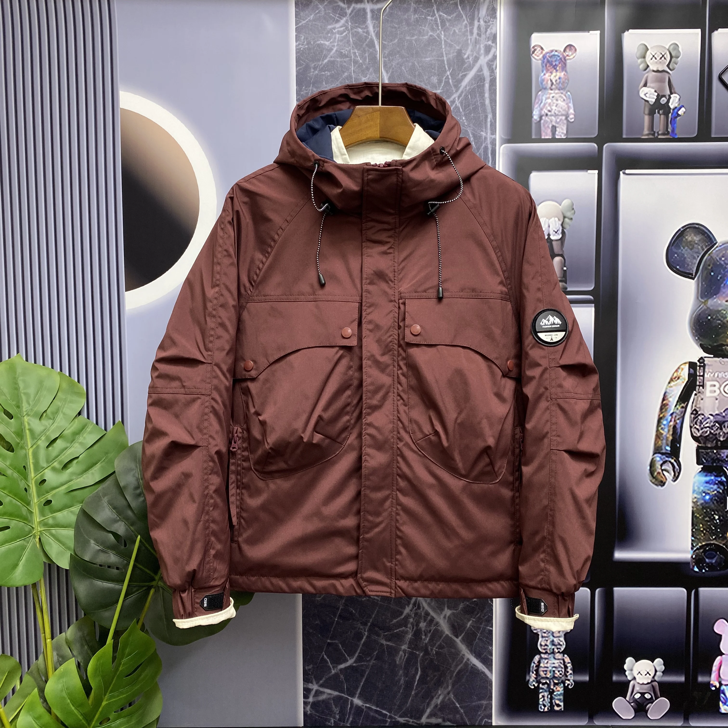 2024 Winter New Cotton-padded jacket Outerwear Men's Cargo Cotton-Padded Jacket Top Youth Fashion Hood Warm Student Cotton-Pa...