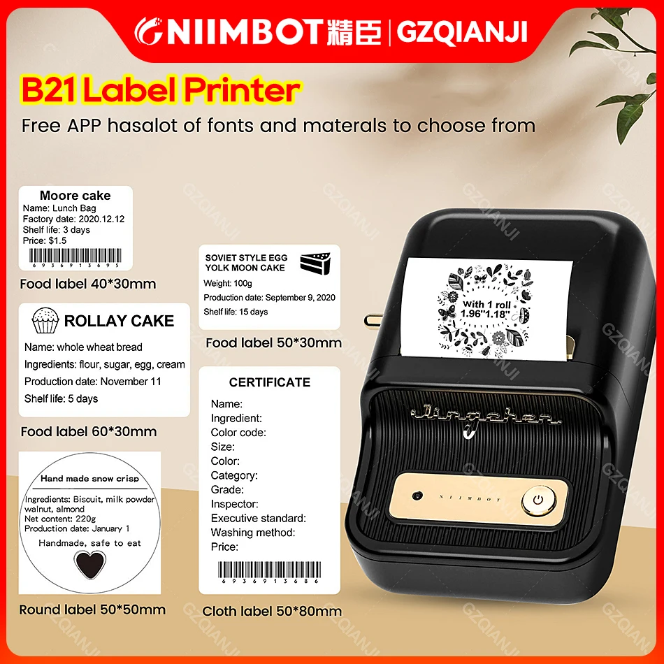 

Niimbot B21 Thermal Label Printer Sticker Mini Barcode Wireless Bluetooth Protable Pocket Bar Code Price Tag Printers Free APP
