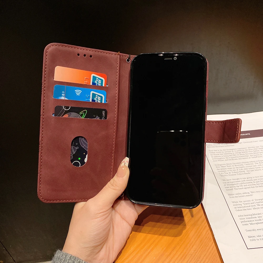Кожаный чехол-бумажник для телефона iPhone 13 12 11 Pro Max XS XR чехол на X 6 6S 7 8 Plus SE 2020 Apple Mini