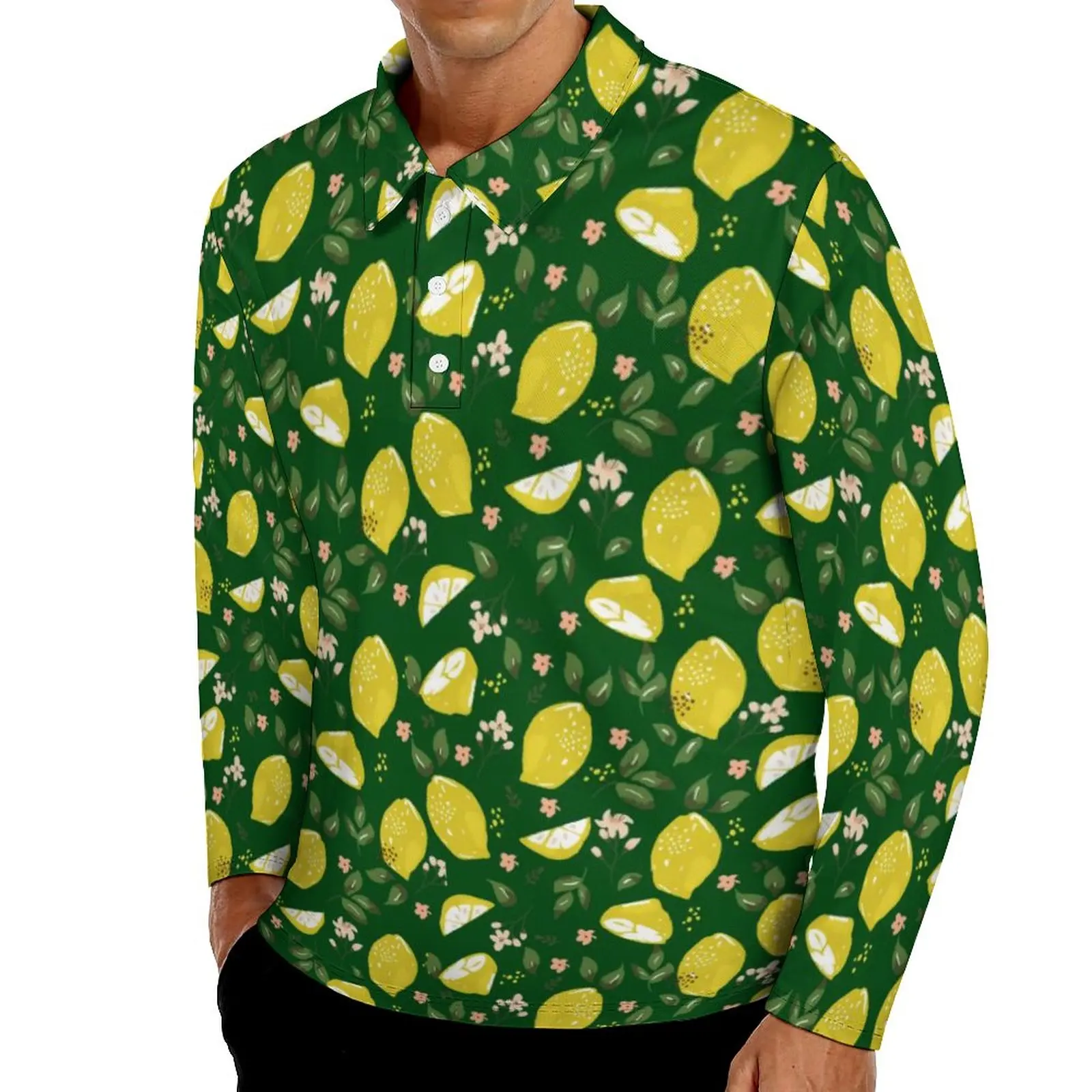 

Повседневные рубашки-поло с яркими фруктами, зеленая желтая дизайнерская рубашка с длинным рукавом, Осенние трендовые Топы оверсайз, подар...