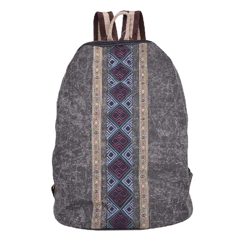 

Vintage Canvas Embroidery Splice for Women, Casual Travel Backpack, Ethnic Style, New