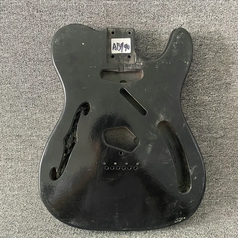 

AB990 DIY Guitar Parts Unfinished Tele Electric Guitar Body Black Color TL Standard with Jazz F Holes String Through Body