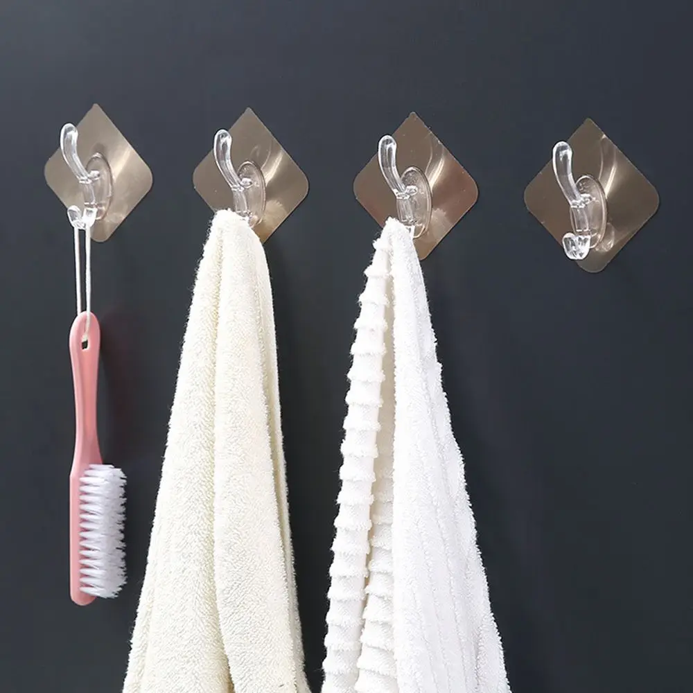 

10 pcs Transparent sticker 7CM door back hook creative door back coat hook free perforated coat hook bathroom towel hook cross-b