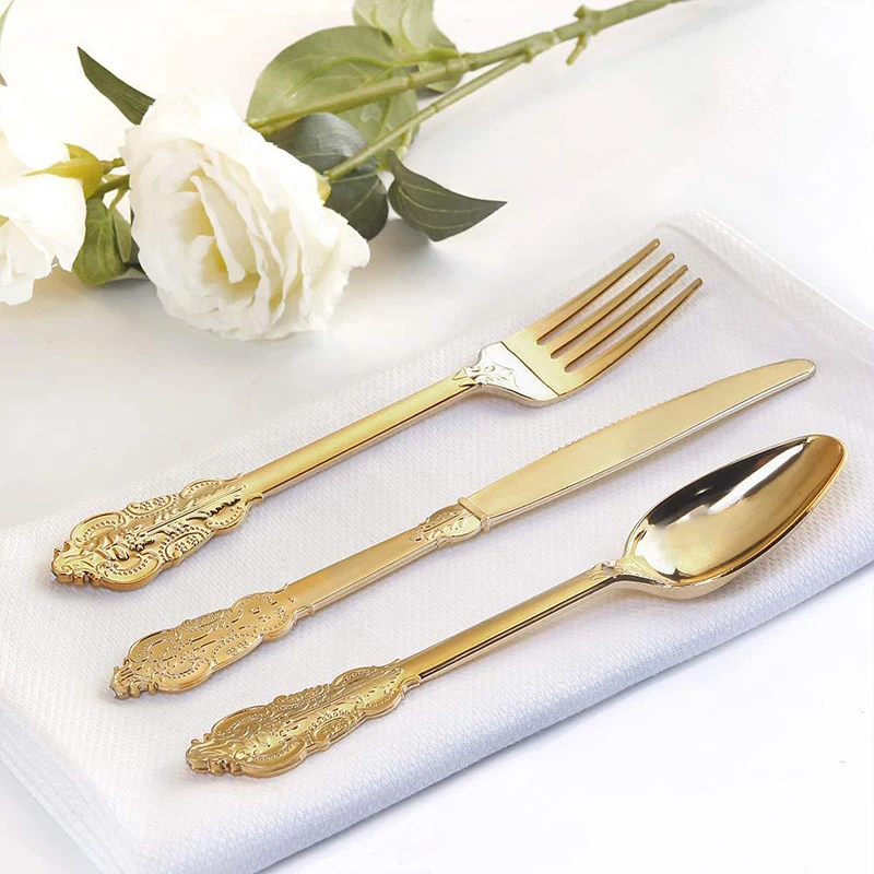 

Элегантные искусственные Десертные ножи, вилки, ложка, украшение для свадьбы, дня рождения, набор столовых приборов