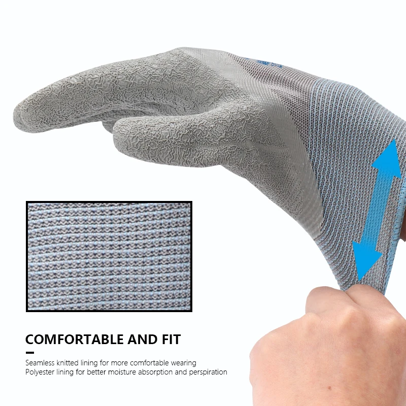 Andanda 5 пар латексные перчатки из полиэстера смятые ладони для механического