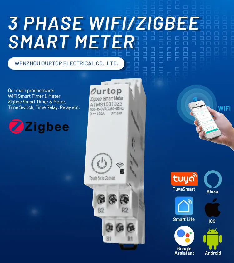 Фото Трехметровый монитор Zigbee Tuya 100A, интеллектуальный преобразователь для устройств внешнего CT 380 В / 415 В, 50 Гц, 60 Гц №3