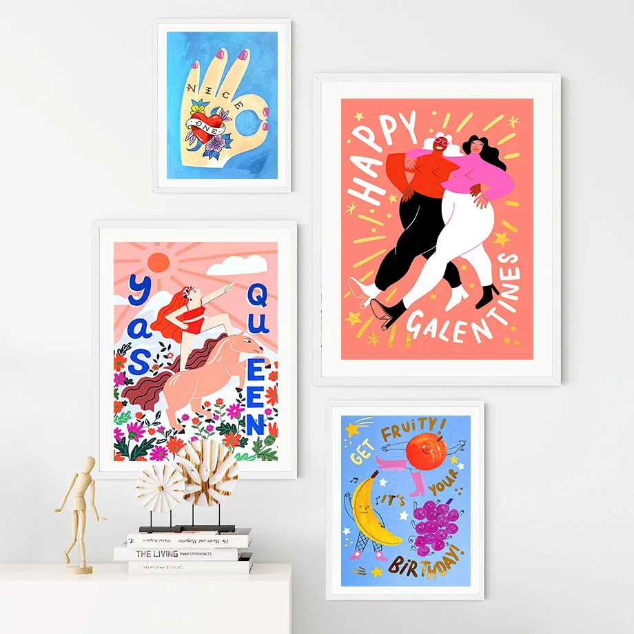 Золотая фольга ярко-розовый леопард тигр Лобстер королева настенная Картина на