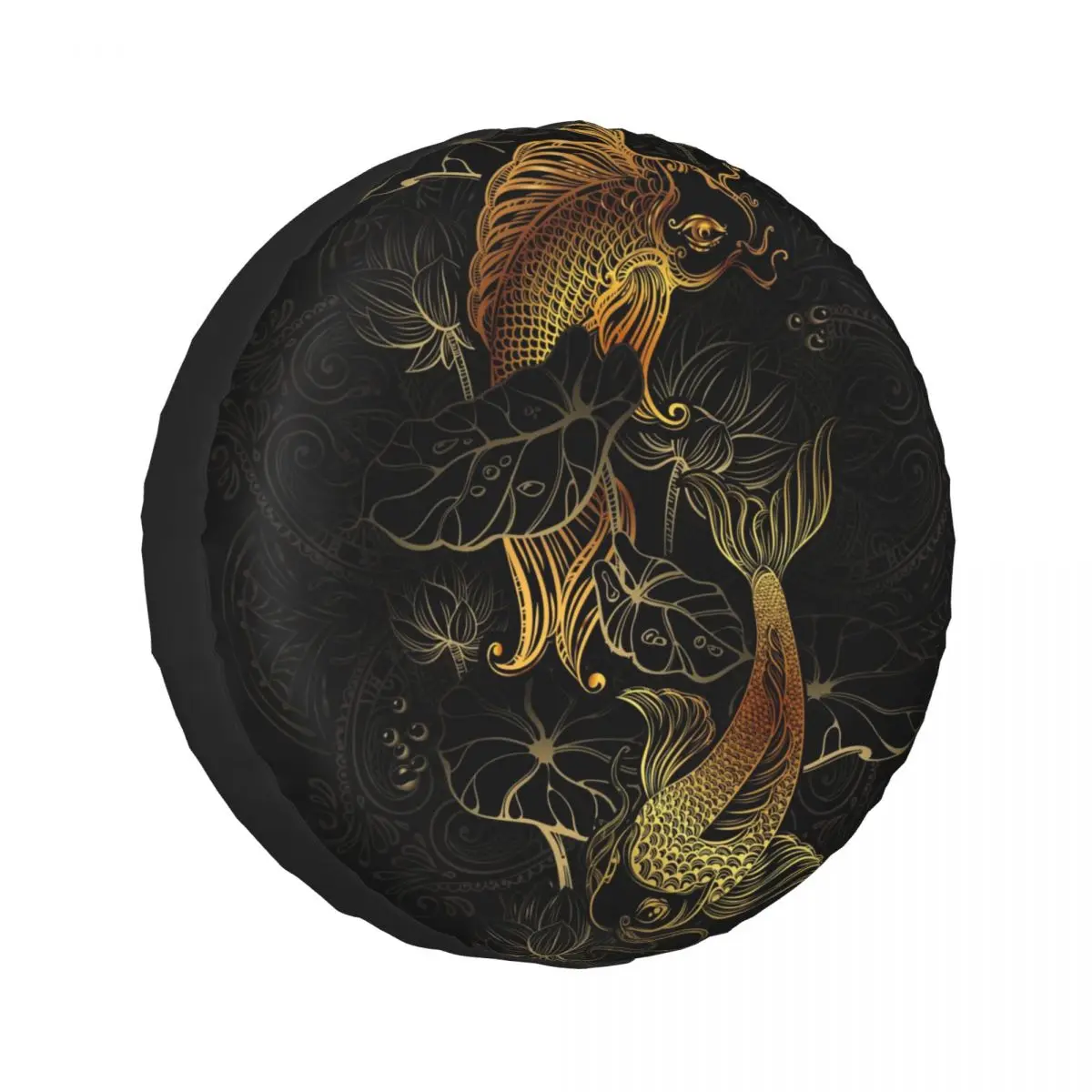 

Spare Wheel Tire Cover Case Pouch Protector Gold Koi Carps And Lotus Car Tyres for Jeep Hummer 14 /15/16/17 Inch