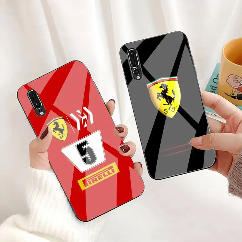 

Luxury Sports Car Ferrari Phone Case For Huawei P30 P20 P10 Lite Honor 7A 8X 9 10 Mate 20 Pro Tempered Glass