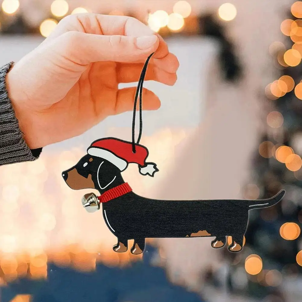 

Акриловые подвесные украшения на рождественскую елку, подвески в форме таксы и собаки для дома, рождественские украшения, новогодние подар...