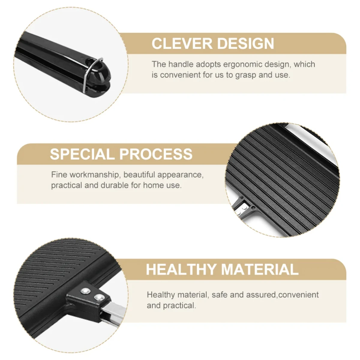 Литая сковорода для стейка с крышкой Сковорода гриля деревянными ручками