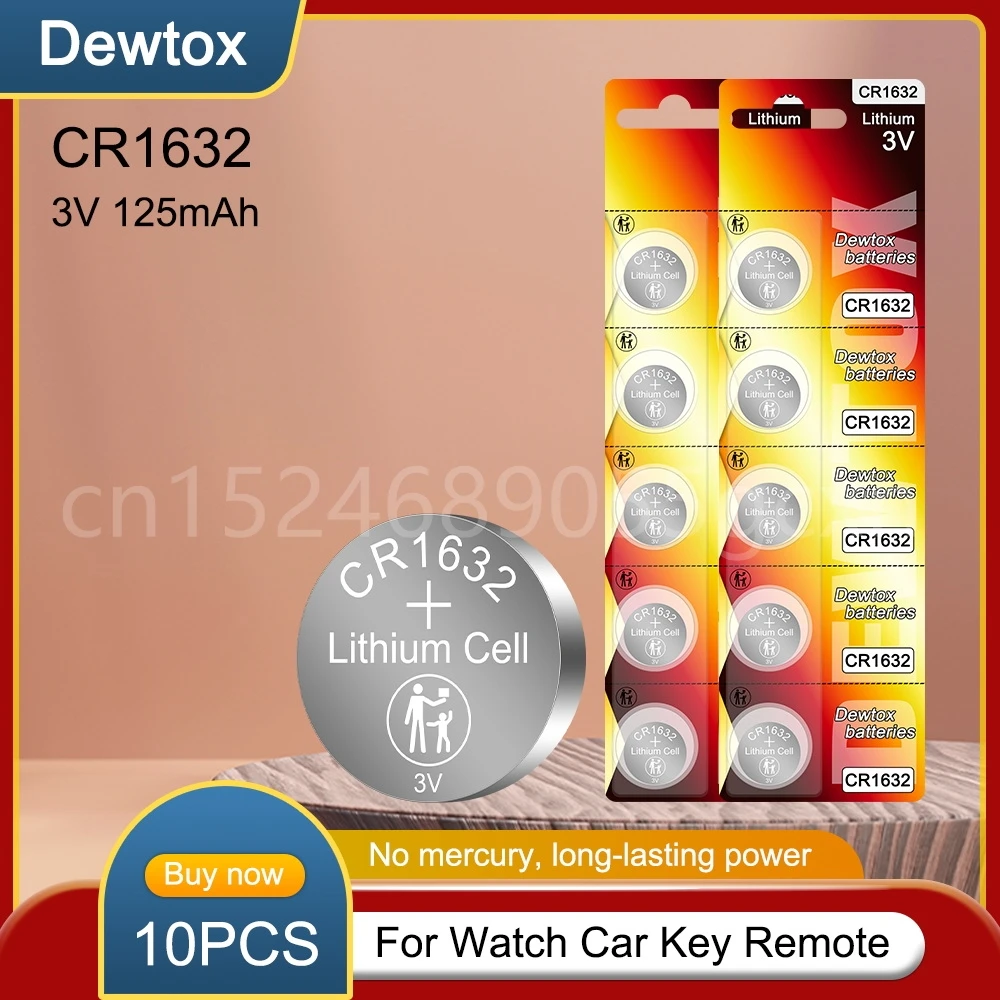 10 шт. 3 в 125 мАч CR1632 LM1632 DL1632 BR1632 ECR1632 литиевая ячейка Кнопка калькулятор игрушка медицинская для часов Ключ Электроника