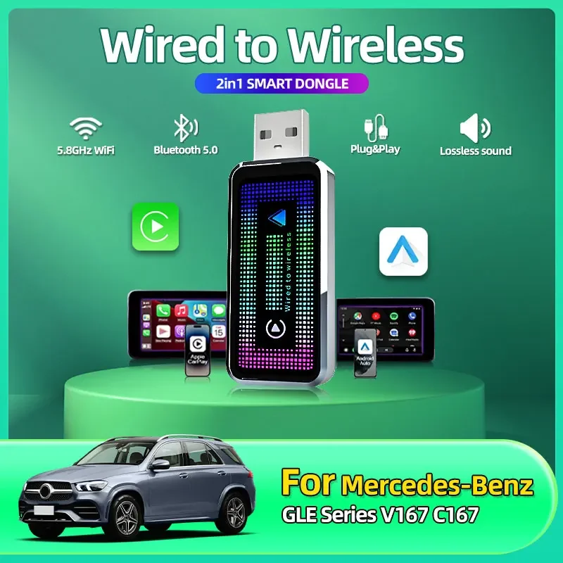 2в1 проводной к беспроводному адаптеру CarPlay Android Auto OEM автомобильная стереосистема