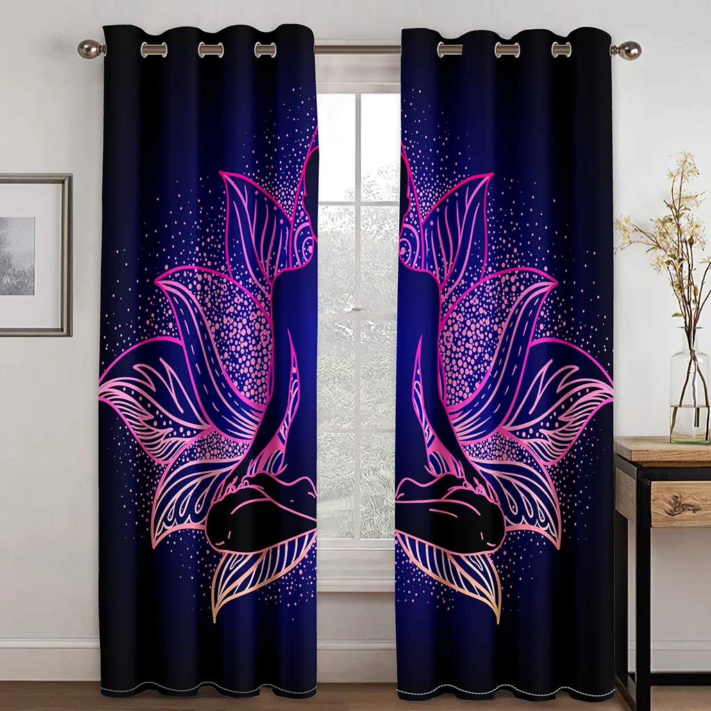 

Затемняющие шторы Lotus Prince 50% для гостиной и спальни, декоративные 3D люверсы, оконные занавески, домашний декор, фиолетовый 2 шт.