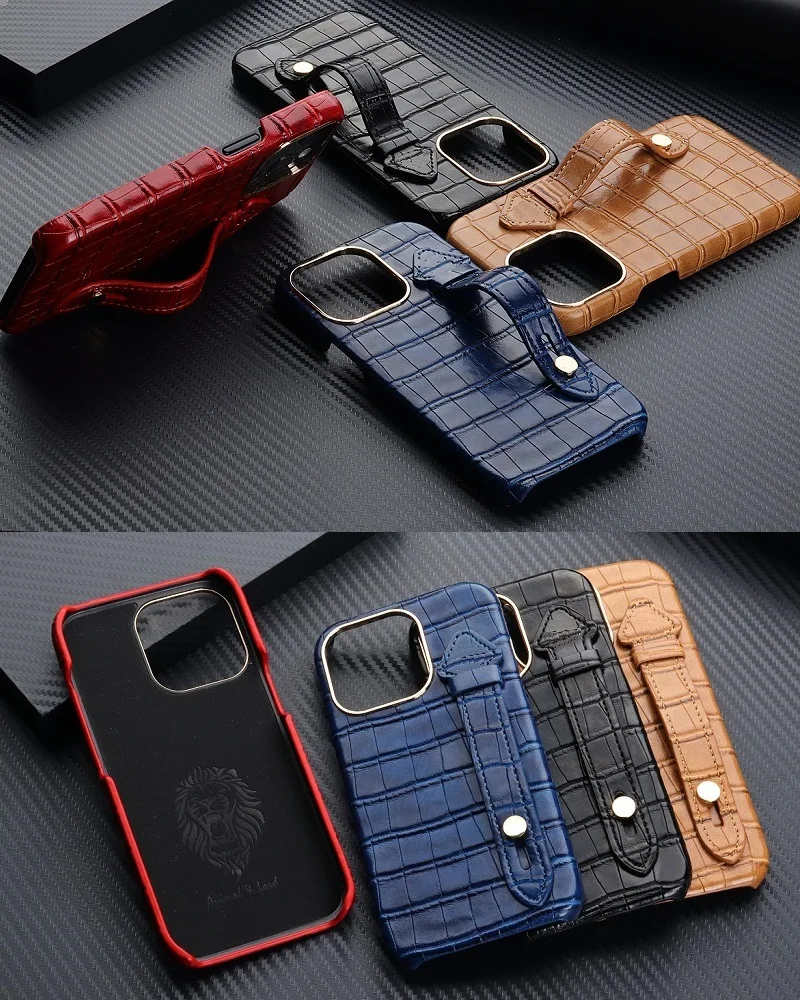 Роскошный кожаный чехол-подставка с ремешком и держателем для iPhone 14 13 Pro Max Mini 12 11