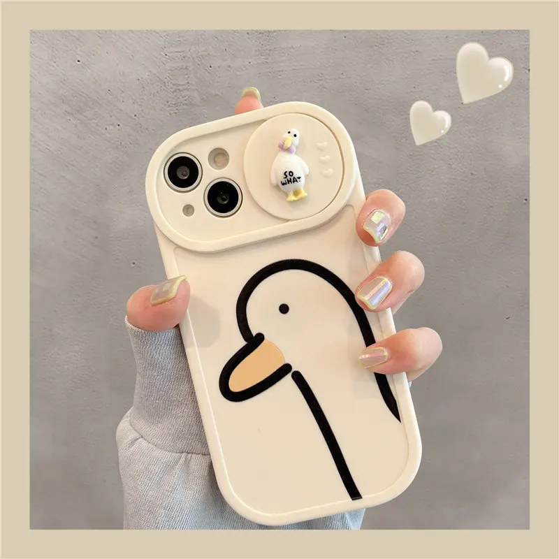 

3D relief [push window DIY] 3D duck Phone Case For iphone 14 13 12 11 Pro Max X XR XSMAX 7 8 Plus SE TPU Case Cover new products