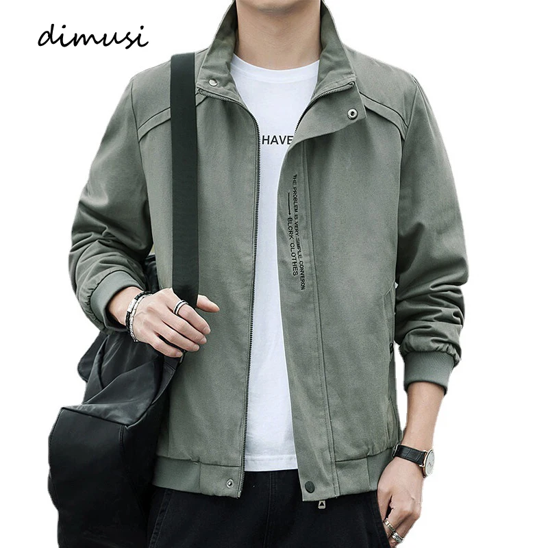 

DIMUSI Men's Bomber Jackets Spring Autumn Fashion Mens Stand Collar Windbreaker Jacket Man Casual Business Trench Coats Clothing