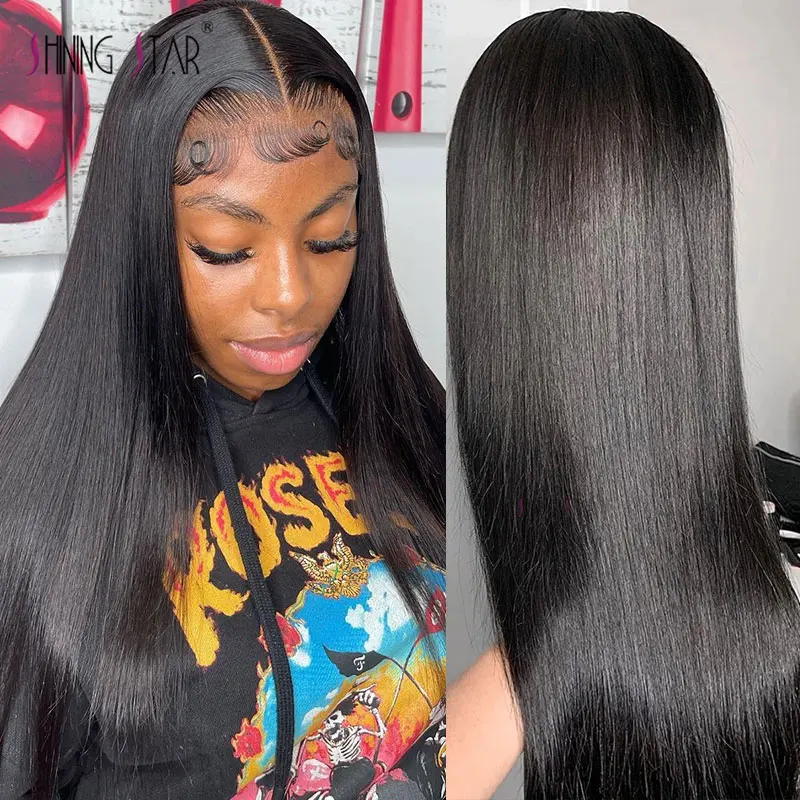 Hd Lace Frontal Wig Straight Transparent 13X4 Lace Front Human Hair Wigs Preplucked Bone Straight Human Hair Lace Wigs For Women