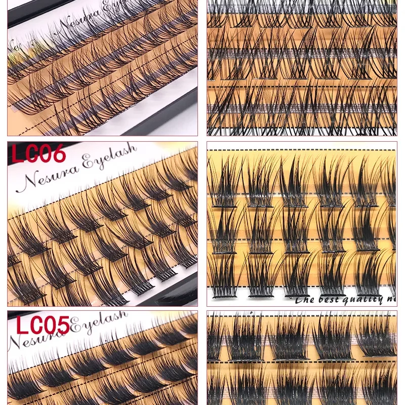 

NEW 3DFluffy Single Cluster False Lashes Premade Volume Fans Individual Eyelash Segmented Natural Fake Lashes For Eye Extension