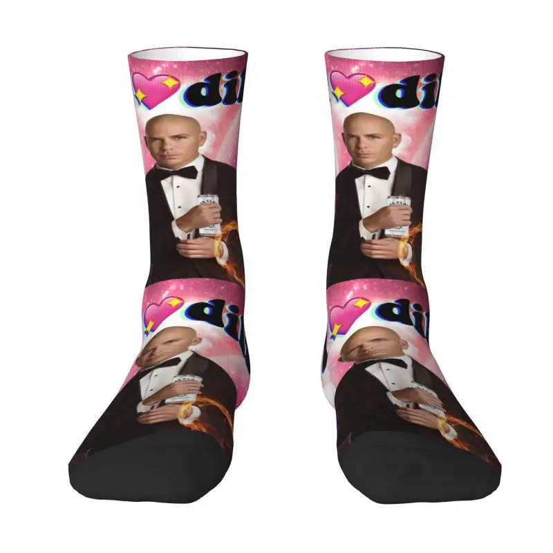 

Kawaii Print Mr World Pitbull Socks for Men Women Stretchy Summer Autumn Winter American Rapper Singer Crew Socks